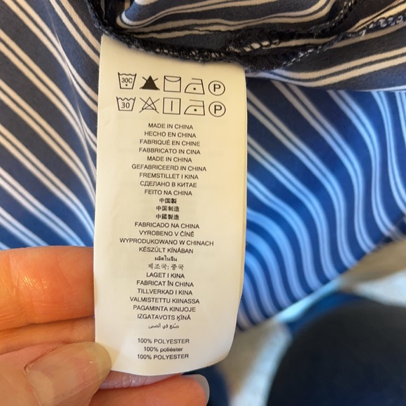 MICHAEL by Michael Kors Navy/White Blouse Size L - Picture 5 of 5